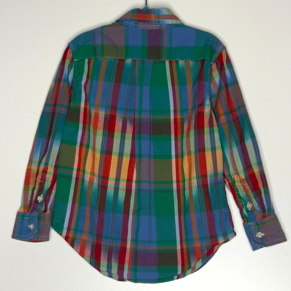 Polo Ralph Lauren Plaid Cotton Madras Long Sleeve Button Down Shirt Boys Size 3T - Picture 3 of 7